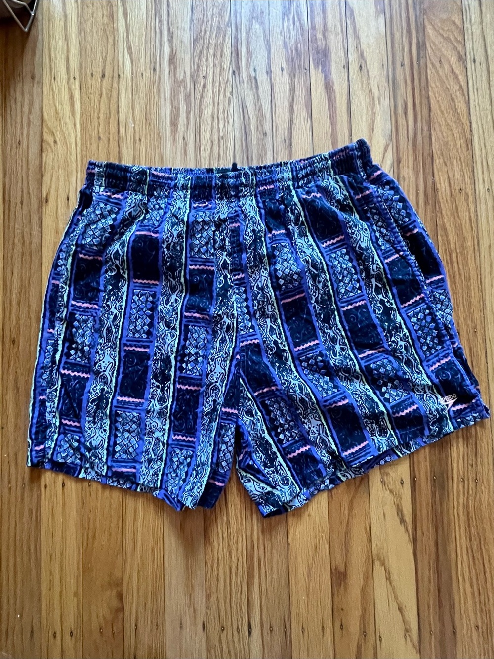 RARE Vintage 90s Speedo Abstract Swim Shorts Lined Mens Medium Purple Beach